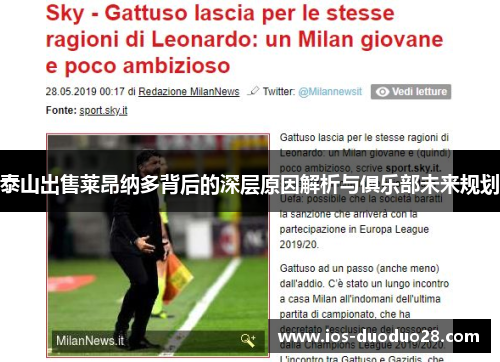 泰山出售莱昂纳多背后的深层原因解析与俱乐部未来规划 泰山出售莱昂纳多背后的深层原因解析与俱乐部未来规划