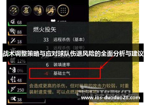 战术调整策略与应对球队伤退风险的全面分析与建议