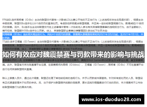 如何有效应对魏震禁赛与罚款带来的影响与挑战