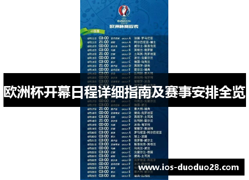 欧洲杯开幕日程详细指南及赛事安排全览 欧洲杯开幕日程详细指南及赛事安排全览