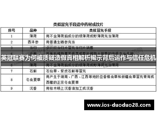 英冠联赛为何被质疑造假真相解析揭示背后运作与信任危机